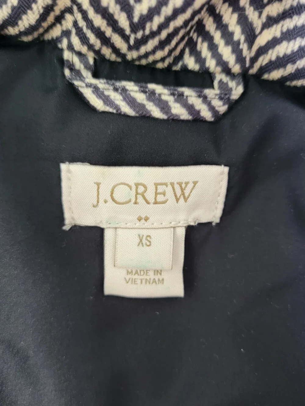 J.CREW Women’s Quilted Full Zip Herringbone Vest Black White XS Pockets